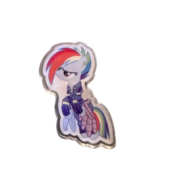 Rainbow Dash Pin With Armor Design - 2 Inches - Multicolor Collectible Accessory - Picture 2 of 4